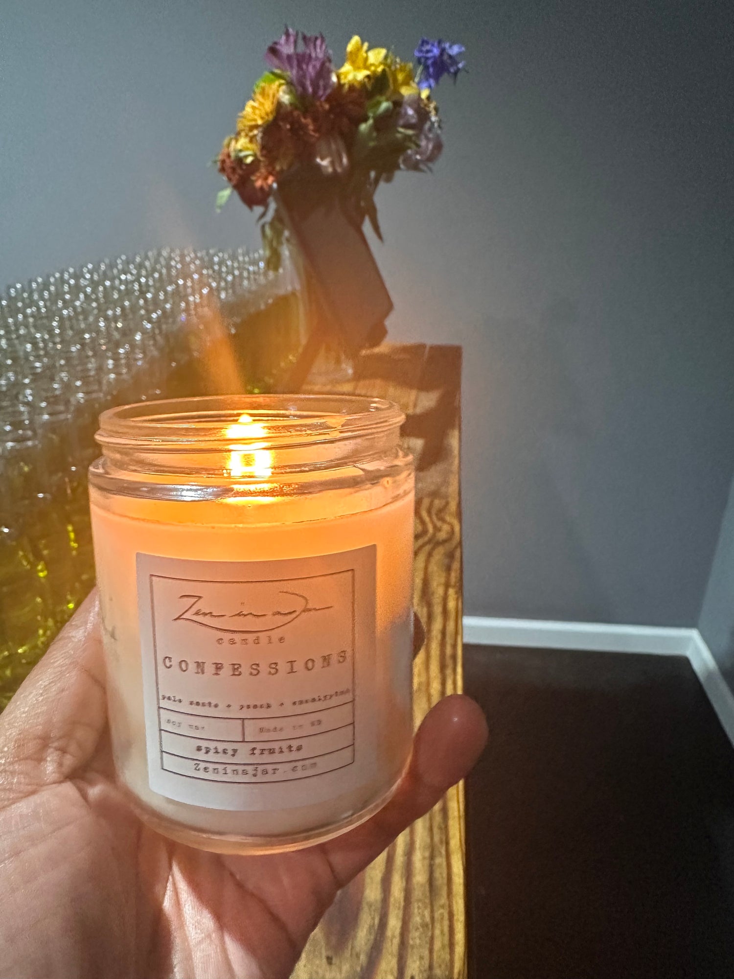 8oz Glass Apothecary Candle — oak and ash